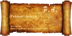 Pekker Arvid névjegykártya